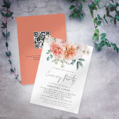 Peonies Peach Koral Qr Code Hochzeiten Abend Party Einladung