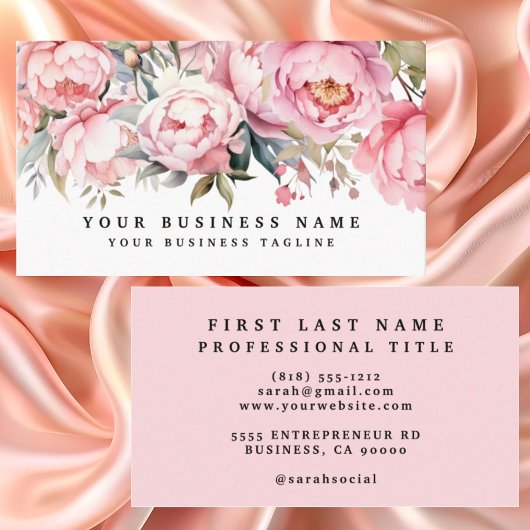 Peonies Peony Blume Business Cards Visitenkarte