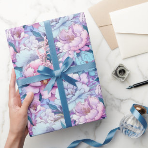 Peonies Pink Blue Lavender Schöne Rolle der Geschenkpapier