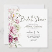 Peonies Pink Burgund Blumengebirge Brautparty Einladung (Vorderseite)