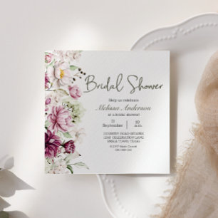 Peonies Pink Burgund Blumengebirge Brautparty Einladung