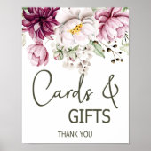 Peonies Pink Burgund Blumenkarten & Geschenke Poster (Vorne)