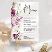 Peonies Pink Burgund Floral Romantisches Hochzeitm Menükarte