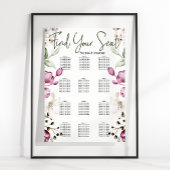 Peonies Pink Burgundy Bloral Hochzeitstabelle Poster