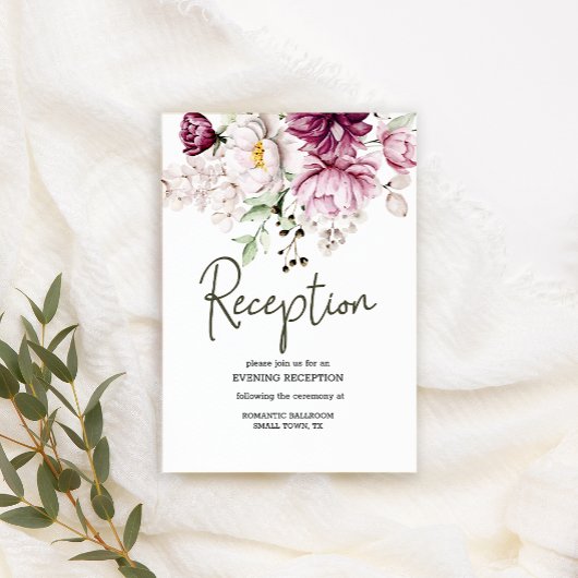 Peonies Pink Burgundy BlumenWedding Begleitkarte