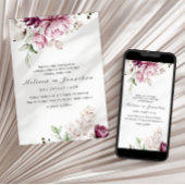 Peonies Pink Burgundy BlumenWedding Einladung