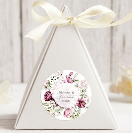 Peonies Pink Burgundy BlumenWedding Runder Aufkleber