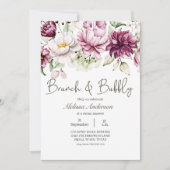 Peonies Pink Burgundy Floral Bridal Brunch (Vorderseite)