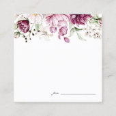 Peonies Pink Burgundy Floral Date Night Card Quadratische Visitenkarte (Rückseite)