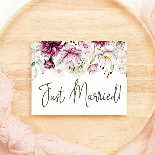 Peonies Pink Burgundy Floral Just Married
