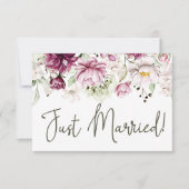Peonies Pink Burgundy Floral Just Married (Vorderseite)