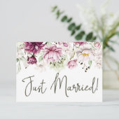 Peonies Pink Burgundy Floral Just Married (Stehend Vorderseite)