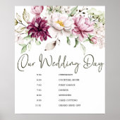 Peonies Pink Burgundy Floral Wedding Plan Signing Poster (Vorne)