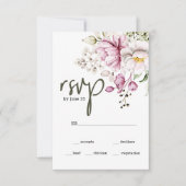 Peonies Pink Burgundy Floral Wedding RSVP Card (Vorderseite)