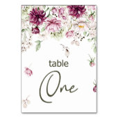 Peonies Pink Burgundy Floral Wedding Tischnummer (Vorderseite)