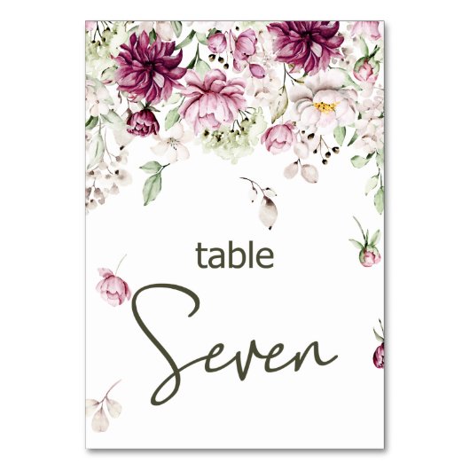 Peonies Pink Burgundy Floral Wedding Tischnummer (Rückseite)