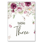 Peonies Pink Burgundy Floral Wedding Tischnummer (Vorderseite)