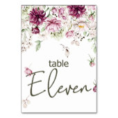 Peonies Pink Burgundy Floral Wedding Tischnummer (Rückseite)