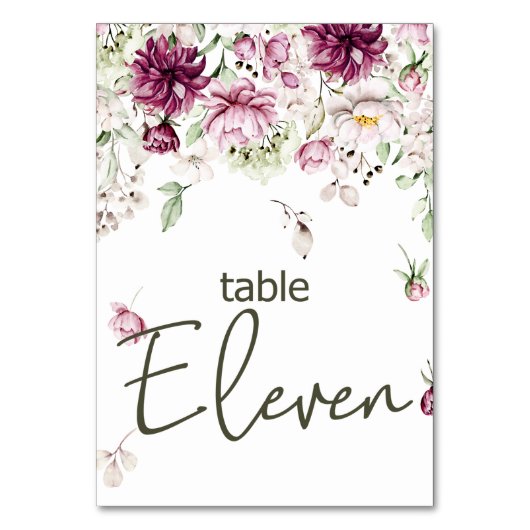 Peonies Pink Burgundy Floral Wedding Tischnummer (Rückseite)