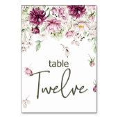 Peonies Pink Burgundy Floral Wedding Tischnummer (Rückseite)