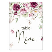 Peonies Pink Burgundy Floral Wedding Tischnummer (Rückseite)