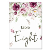 Peonies Pink Burgundy Floral Wedding Tischnummer (Vorderseite)