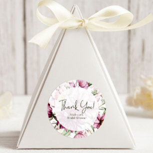 Peonies Pink Burgundy Gastgeschenk Hochzeit Runder Aufkleber