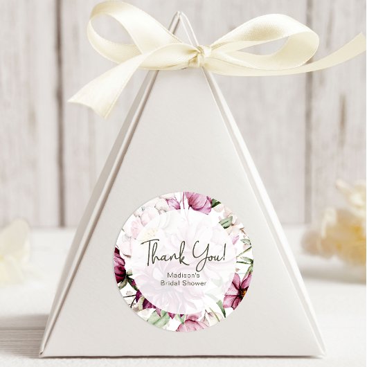 Peonies Pink Burgundy Gastgeschenk Hochzeit Runder Aufkleber