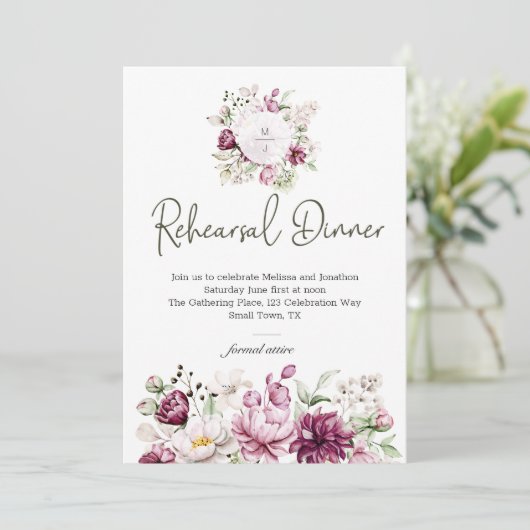 Peonies Pink Burgundy Probe Dinner (Stehend Vorderseite)