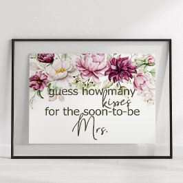 Peonies Pink Burgundy rät wie viele Kisses Game Poster