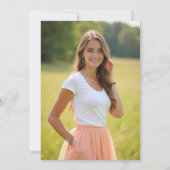 Peonies Pink Peach Script Elegant Photo Sweet 16 Einladung (Rückseite)