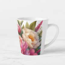 Peonies Pink Peony Floral Latte Tasse