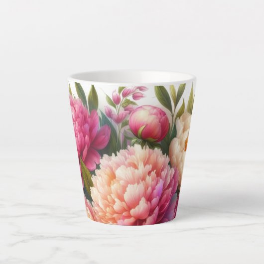 Peonies Pink Peony Floral Latte Tasse (Vorderseite)