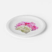 Peonies Pink und Elfenbeinpapier Teller (Schrägansicht)