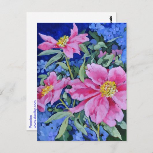 Peonies Postkarte (Vorne/Hinten)