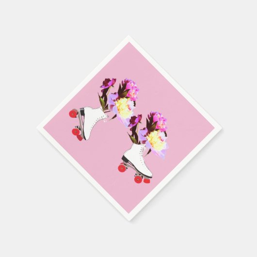 Peonies, Roller Skate Cocktail Napkin Serviette (Ecke)