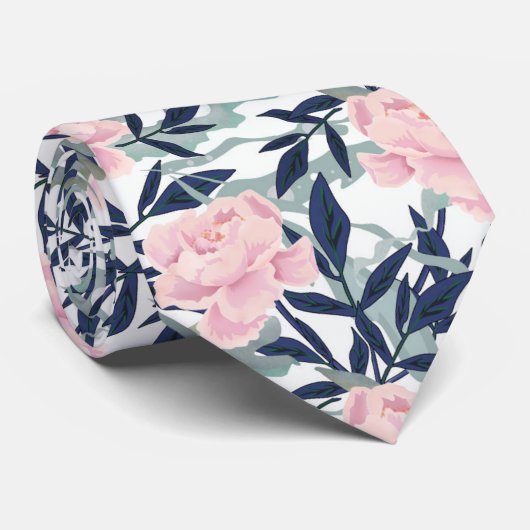 Peonies Rosa Blume Blume personalisiert Krawatte (Gerollt)