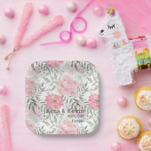 Peonies rosa Blume Papier Teller (Party)