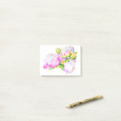 Peonies, rosa, weiß, Aquarellmalerei Post-it Klebezettel (Auf Schreibtisch)