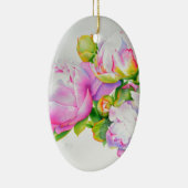 Peonies, rosa, weiß, blühende Aquarellbilder Keramik Ornament (Rechts)