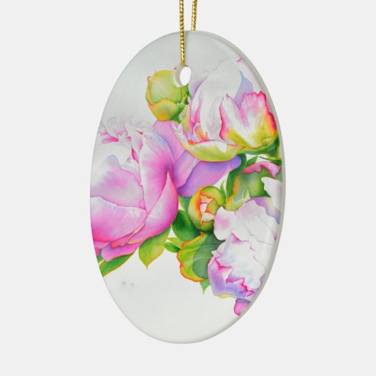Peonies, rosa, weiß, blühende Aquarellbilder Keramik Ornament (Links)