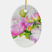 Peonies, rosa, weiß, blühende Aquarellbilder Keramik Ornament (Vorne)