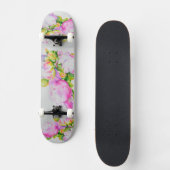 Peonies, rosa, weiß, blühende Aquarellbilder Skateboard (Vorderseite)