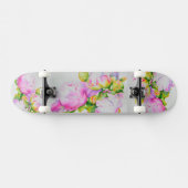 Peonies, rosa, weiß, blühende Aquarellbilder Skateboard (Horizontal)