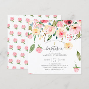 Peonies Rose Blumentaufen Einladung