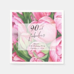 Peonies Rose Floral 90. Geburtstagsparty Serviette
