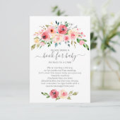 Peonies Rose Floral Baby Shower Book for Baby Begleitkarte (Stehend Vorderseite)