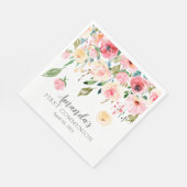 Peonies Rose Floral First Communation Serviette (Ecke)