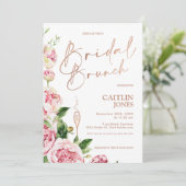 Peonies Rose Gold Bridal Brunch Brunch Dusche Einladung (Stehend Vorderseite)