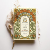 Peonies & Rose Jugendstil-Hochzeit Einladung